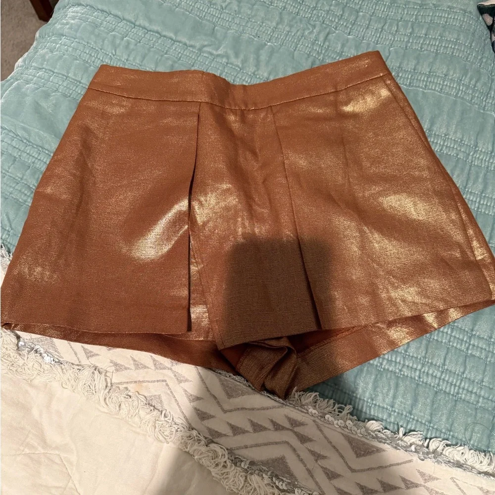 J. Crew Metallic Copper Mini Skirt